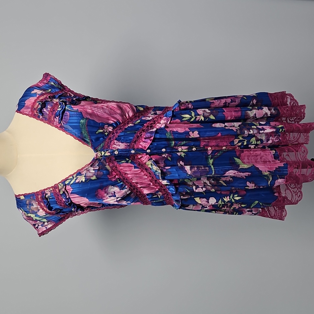 Free People Spring Fling Sleeveless Mini Dress W/Slip:Ultra Violet Combo: Medium